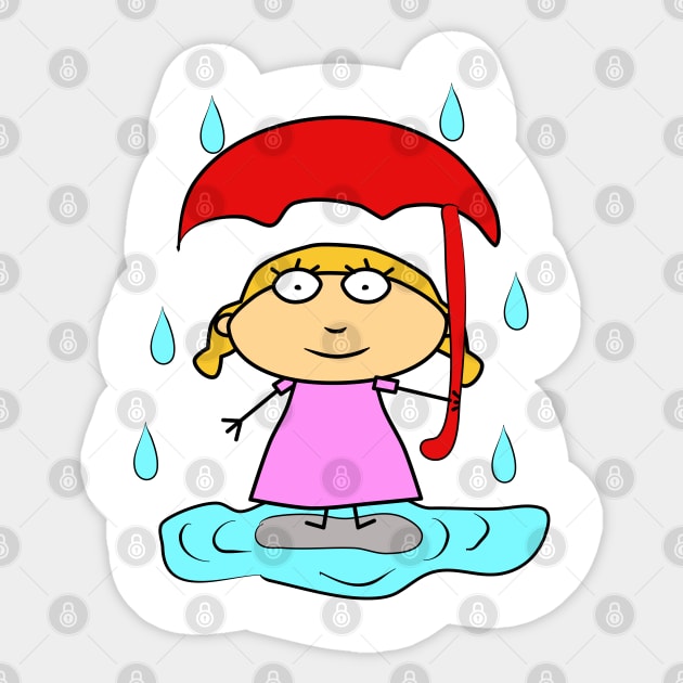 Girl with an umbrella in the rain. Protection and safety. Interesting design, modern, interesting drawing. Hobby and interest. Concept and idea. Sticker by grafinya
